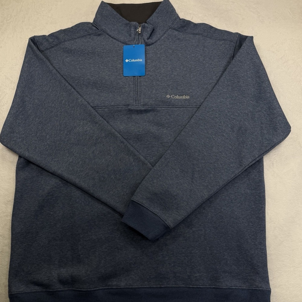 New Columbia Hart Mountain II Sweater Blue Half Zip Pullover Half Zip Mens 2XL